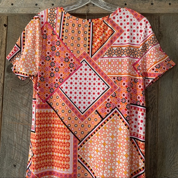 Women’s M CUDDL DUDS Orange Multi Patchwork Like Print S/S Maxi Dress NWOT - Picture 13 of 13
